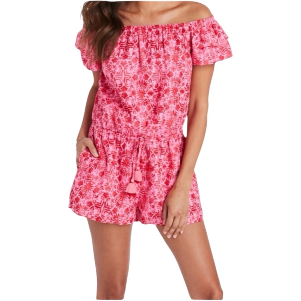 NEW VINEYARD VINES Tile Otomi Off The Shoulder Romper Size S